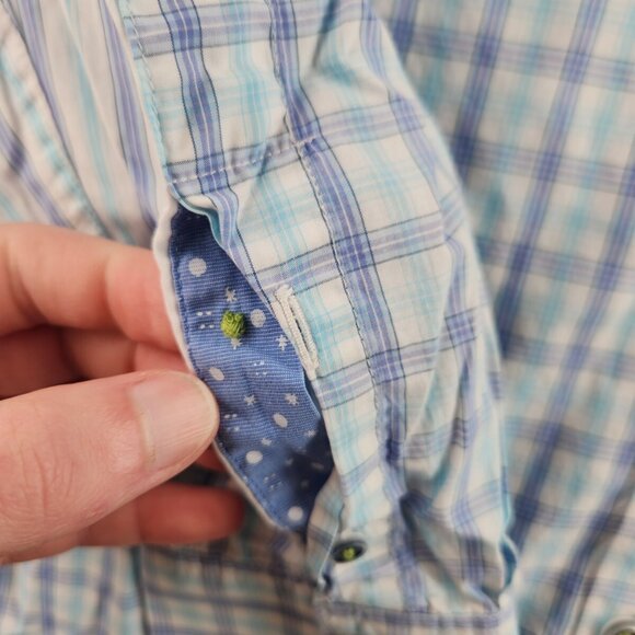 Robert Graham Button Up Shirt Men Blue Check Large Tailored Fit Long Sleeve - Picture 16 of 16